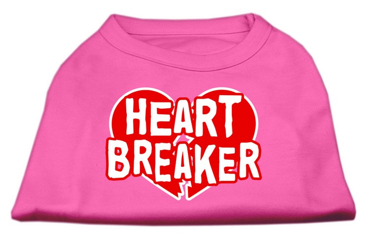 Heart Breaker Screen Print Shirt Bright Pink XS