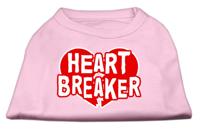 Heart Breaker Screen Print Shirt Light Pink XS