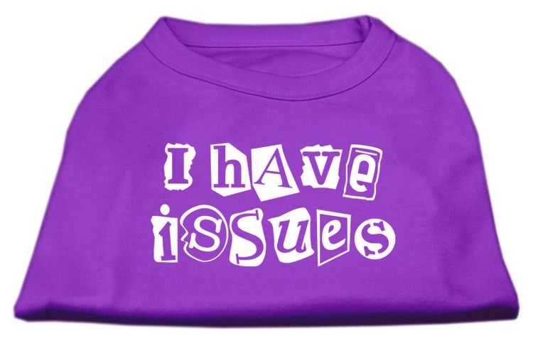 I Have Issues Screen Printed Dog Shirt Purple XXL