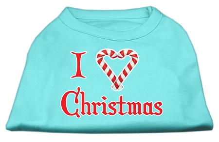 I Heart Christmas Screen Print Shirt Aqua XS