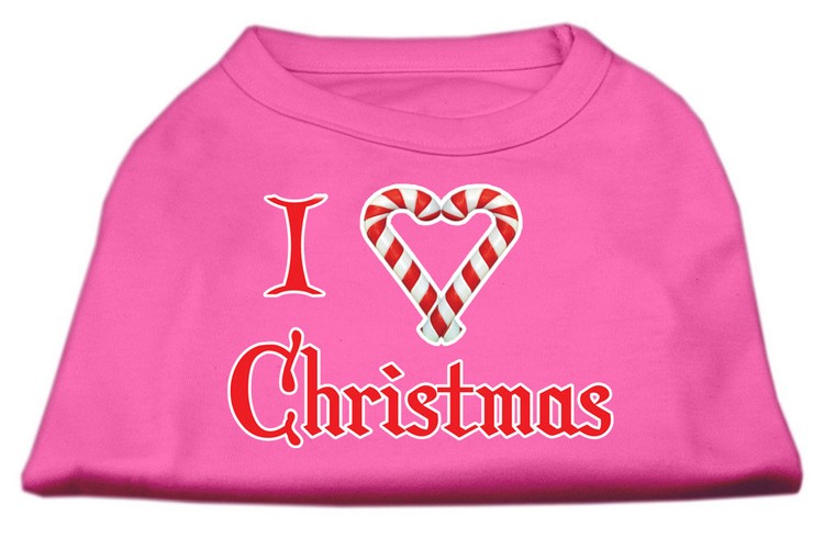 I Heart Christmas Screen Print Shirt Bright Pink XS