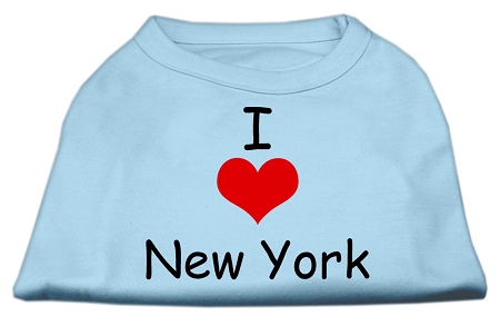 I Love New York Screen Print Shirts Baby Blue XS