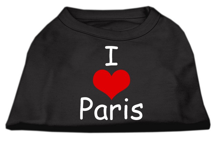 I Love Paris Screen Print Shirts Black XS