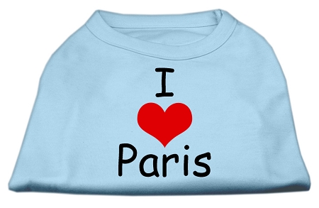 I Love Paris Screen Print Shirts Baby Blue XS