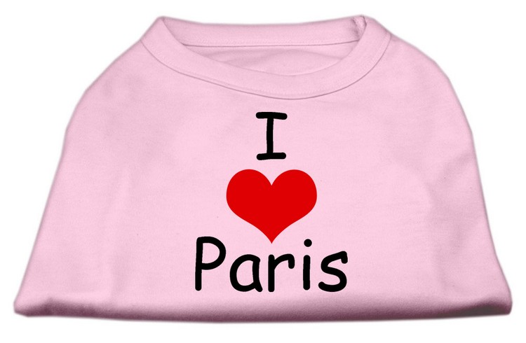 I Love Paris Screen Print Shirts Pink XS