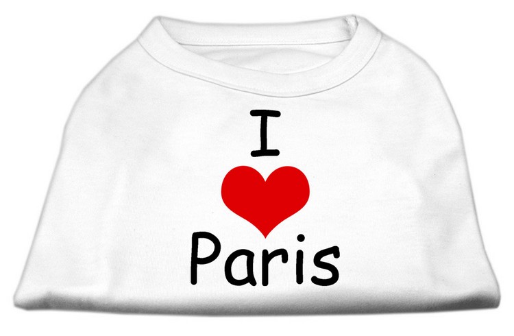 I Love Paris Screen Print Shirts White Med