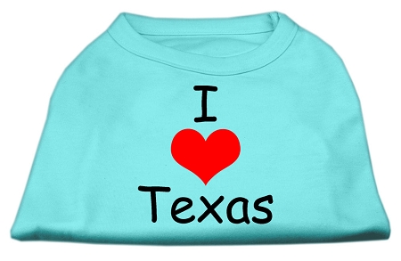 I Love Texas Screen Print Shirts Aqua Lg