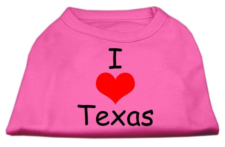 I Love Texas Screen Print Shirts Bright Pink Lg