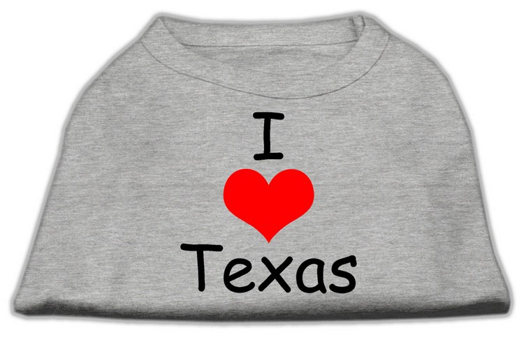 I Love Texas Screen Print Shirts Grey XS