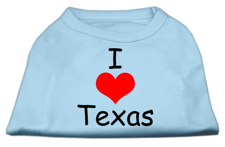 I Love Texas Screen Print Shirts Baby Blue XXL