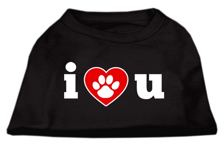 I Love U Screen Print Shirt Black XS