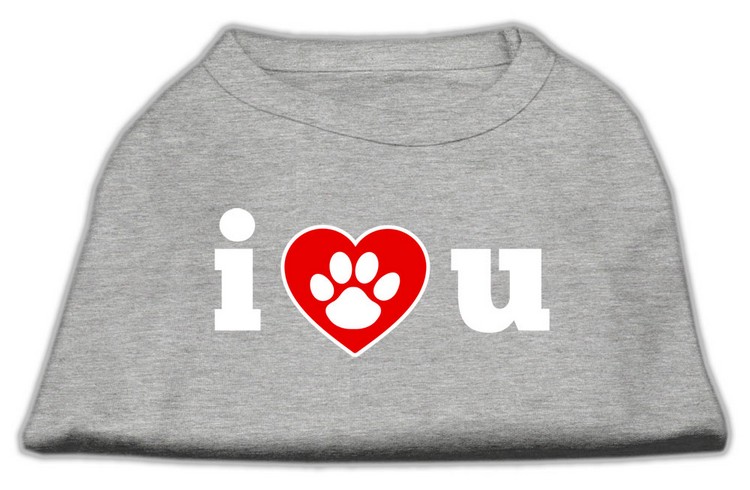 I Love U Screen Print Shirt Grey XS