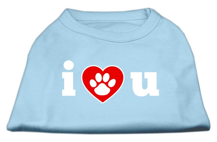 I Love U Screen Print Shirt Baby Blue XL