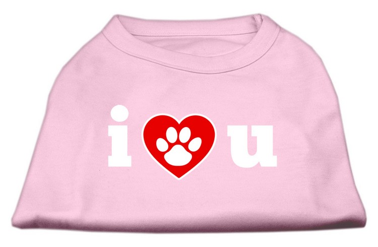 I Love U Screen Print Shirt Light Pink XS