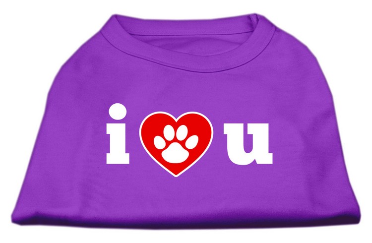 I Love U Screen Print Shirt Purple XS