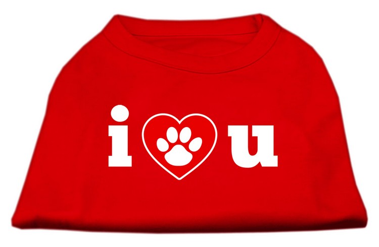 I Love U Screen Print Shirt Red XS