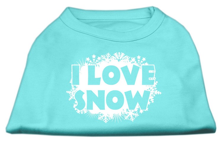 I Love Snow Screenprint Shirts Aqua L