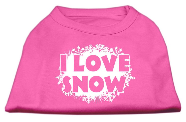 I Love Snow Screenprint Shirts Bright Pink XS