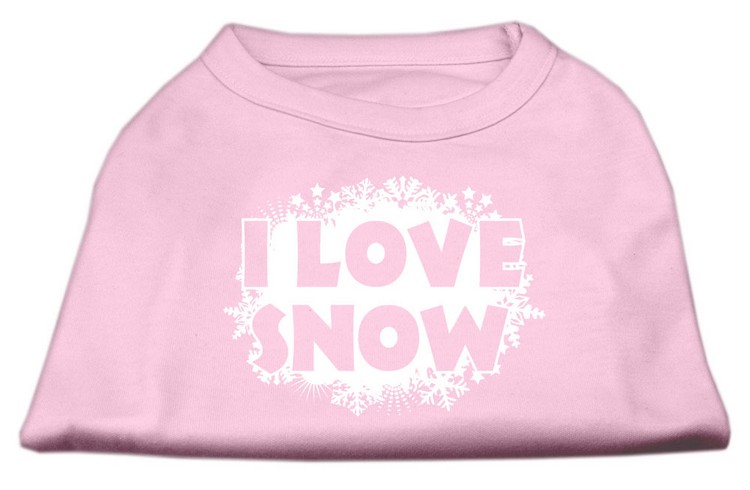 I Love Snow Screenprint Shirts Light Pink XS