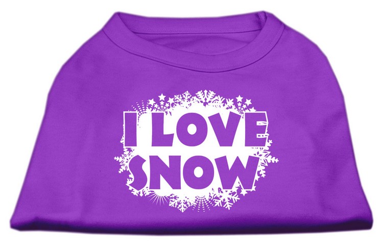 I Love Snow Screenprint Shirts Purple XS