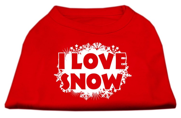 I Love Snow Screenprint Shirts Red XS