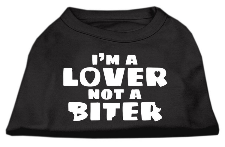 I'm a Lover not a Biter Screen Printed Dog Shirt  Black XS