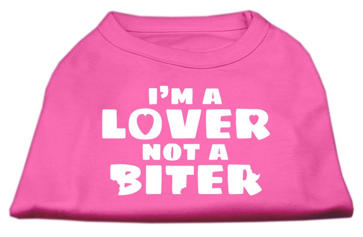 I'm a Lover not a Biter Screen Printed Dog Shirt  Bright Pink XL