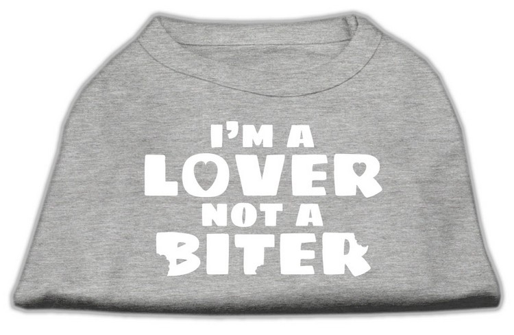 I'm a Lover not a Biter Screen Printed Dog Shirt  Grey XL