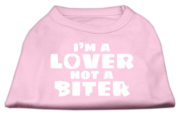 I'm a Lover not a Biter Screen Printed Dog Shirt  Light Pink XS