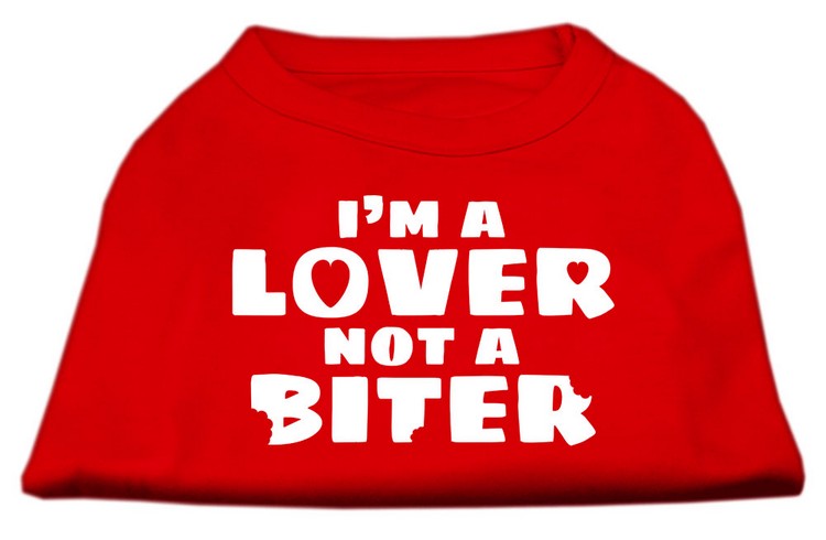 I'm a Lover not a Biter Screen Printed Dog Shirt  Red XXL