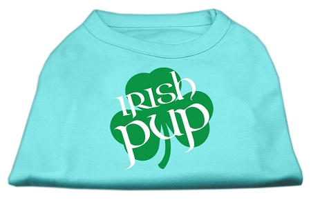 Irish Pup Screen Print Shirt Aqua Lg