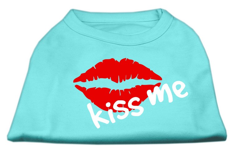 Kiss Me Screen Print Shirt Aqua XS