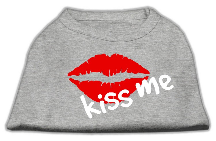 Kiss Me Screen Print Shirt Grey XS