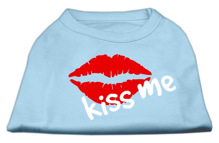 Kiss Me Screen Print Shirt Baby Blue XS