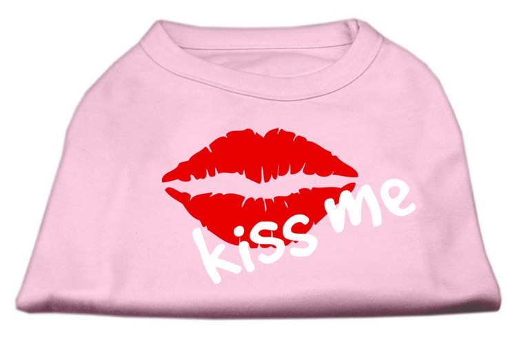 Kiss Me Screen Print Shirt Light Pink XS