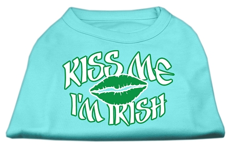 Kiss Me I'm Irish Screen Print Shirt Aqua Sm