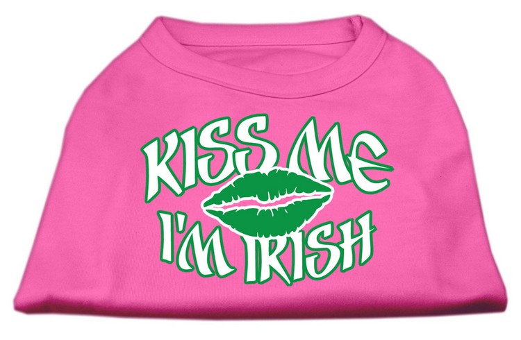 Kiss Me I'm Irish Screen Print Shirt Bright Pink XS