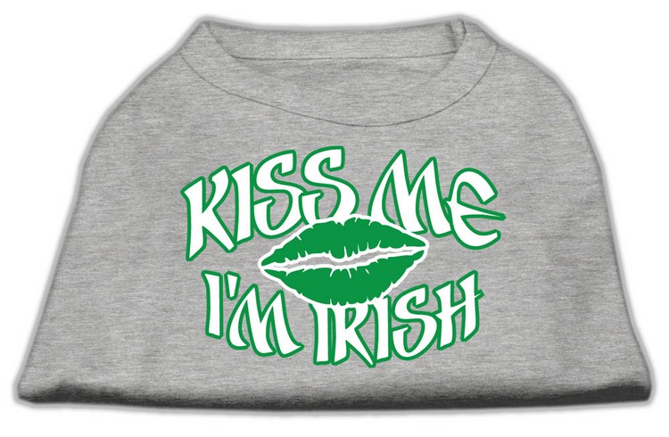 Kiss Me I'm Irish Screen Print Shirt Grey XL