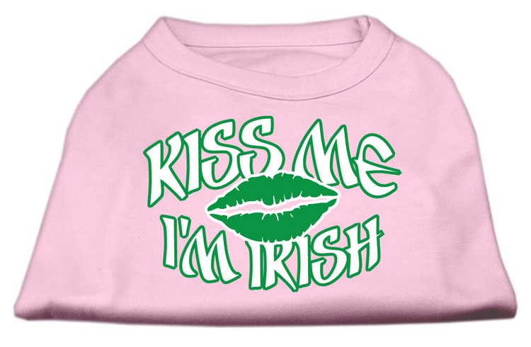 Kiss Me I'm Irish Screen Print Shirt Light Pink XS