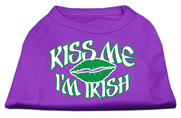 Kiss Me I'm Irish Screen Print Shirt Purple Lg