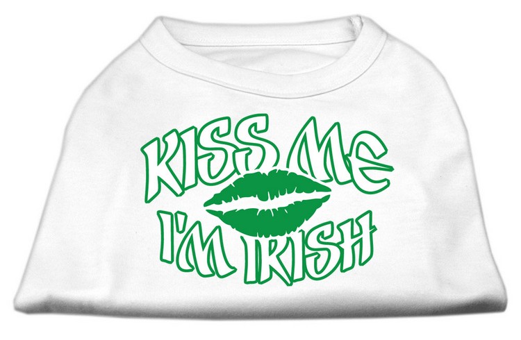 Kiss Me I'm Irish Screen Print Shirt White XXL