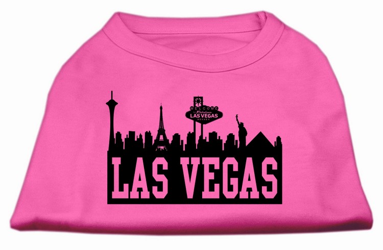 Las Vegas Skyline Screen Print Shirt Bright Pink XS