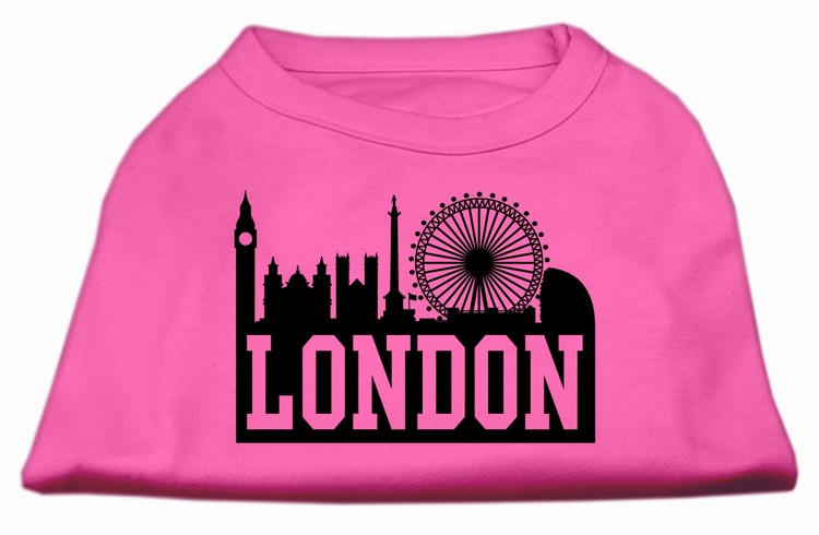 London Skyline Screen Print Shirt Bright Pink Med