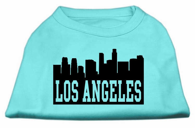 Los Angeles Skyline Screen Print Shirt Aqua Sm