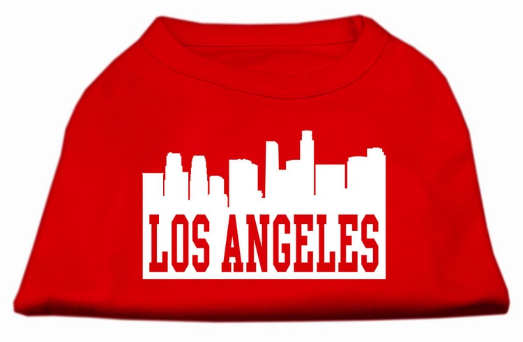 Los Angeles Skyline Screen Print Shirt Red XS