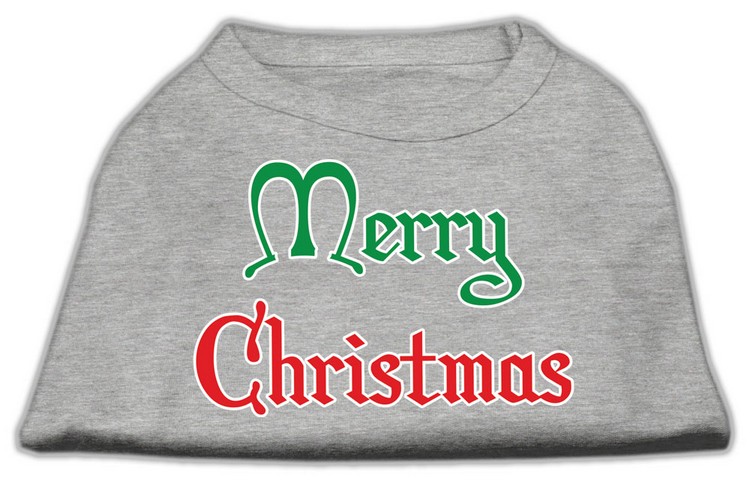 Merry Christmas Screen Print Shirt Grey XS