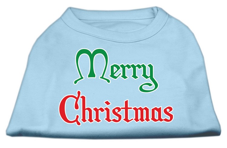 Merry Christmas Screen Print Shirt Baby Blue XS