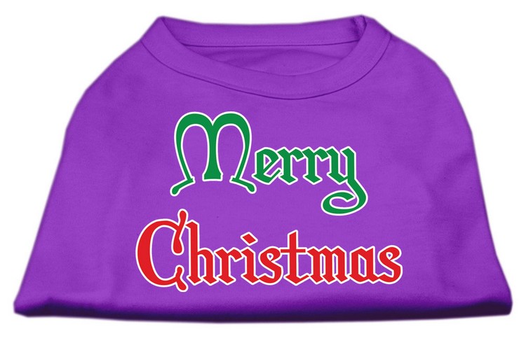 Merry Christmas Screen Print Shirt Purple XS