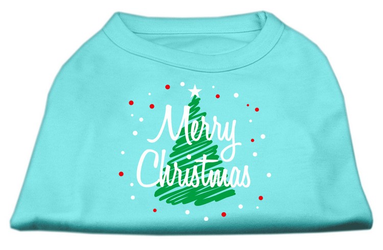 Scribbled Merry Christmas Screenprint Shirts Aqua XS