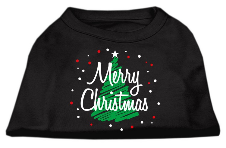 Scribbled Merry Christmas Screenprint Shirts Black XS